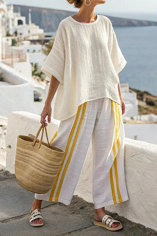 Women's Timeless Striped Two-Piece Set - Effortless Everyday Look