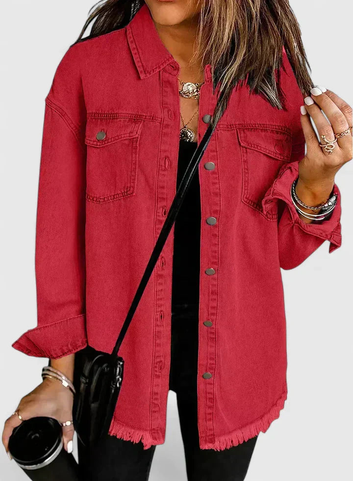 Women's Classic Button-Down Shirt Jacket - Versatile Everyday Layer