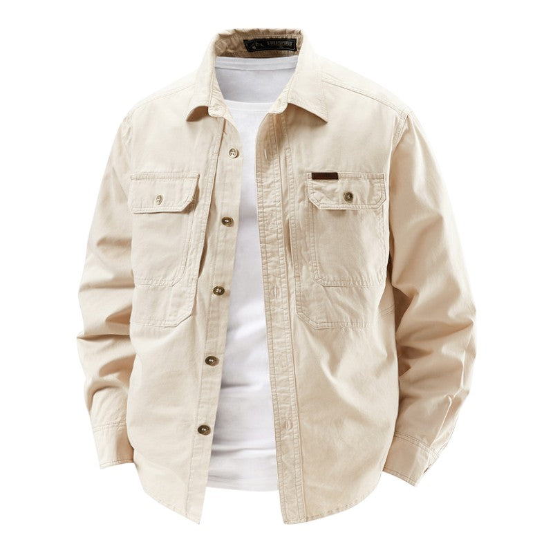 Men's Cotton Workwear Overshirt – Utility Shacket for Layering