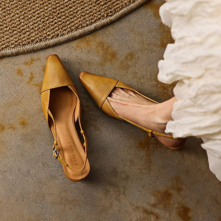 Women's Genuine Leather Slingback Heels - Polished All-Day Wear