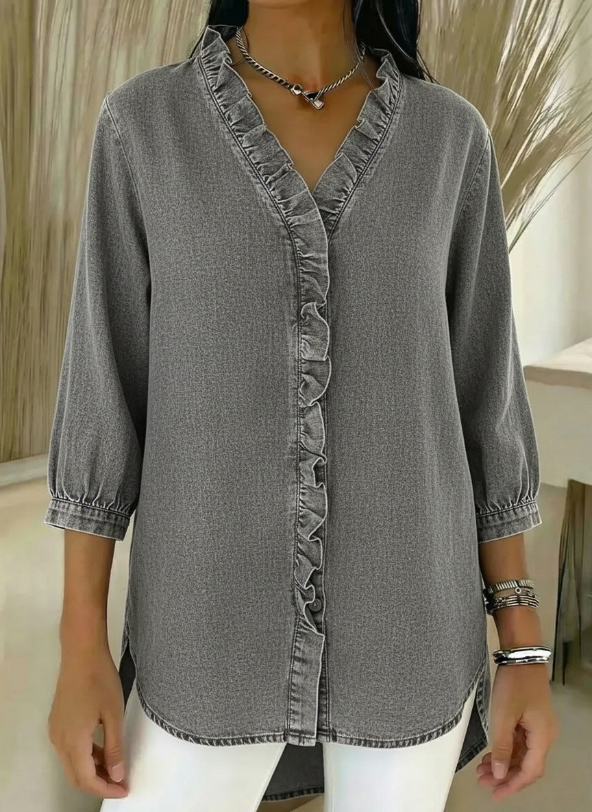 Women's Elegant Ruffle Blouse - Feminine and Sophisticated