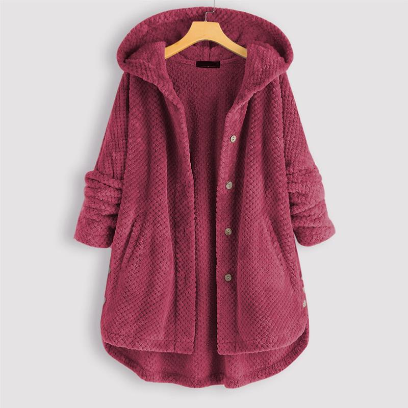 Women's Mira Plush Hooded Button Jacket - Cozy Warmth