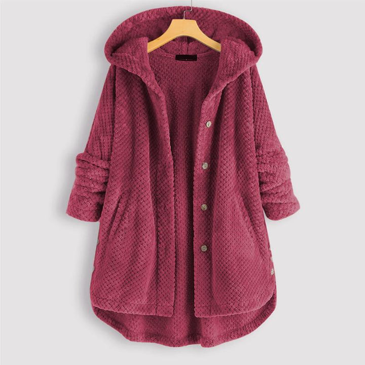 Women's Mira Plush Hooded Button Jacket - Cozy Warmth