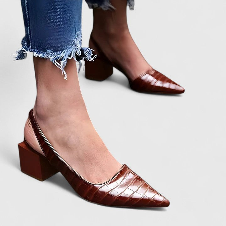 Women's Croco Slingback Block Heels - Everyday Elegance