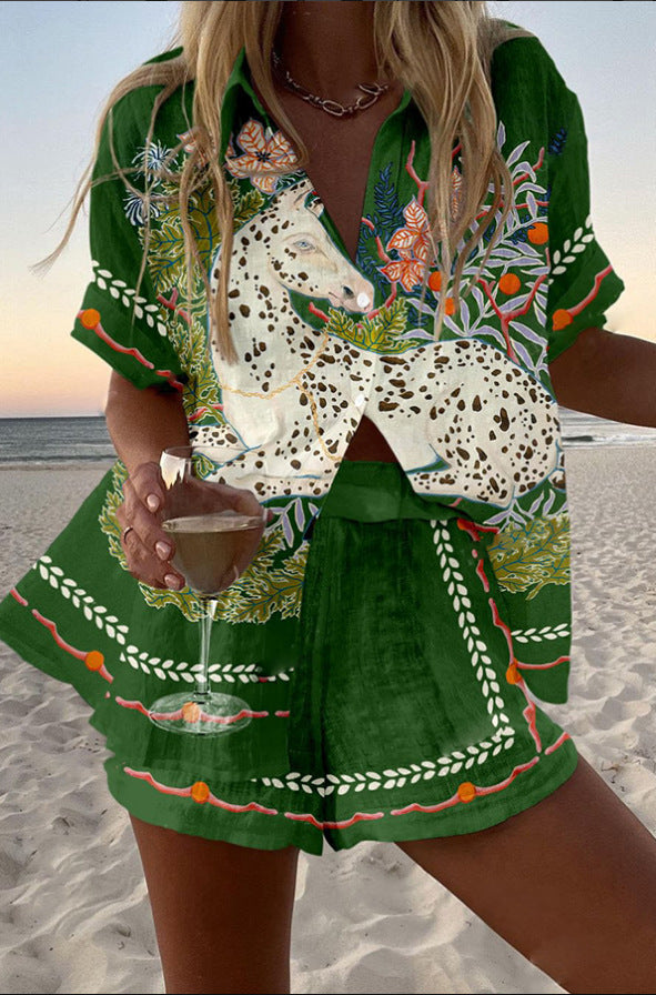 Women's Céphira Short Linen Two-Piece Set - Breezy Summer Style