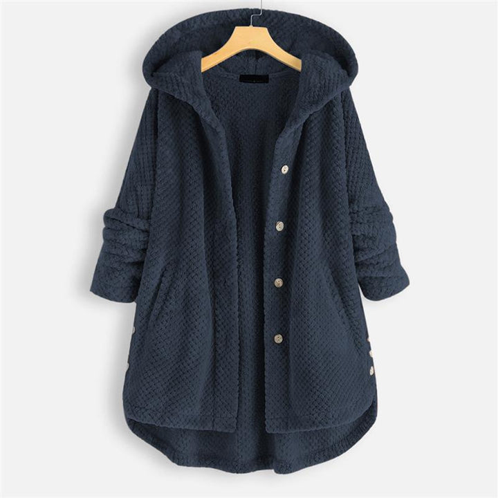 Women's Mira Plush Hooded Button Jacket - Cozy Warmth