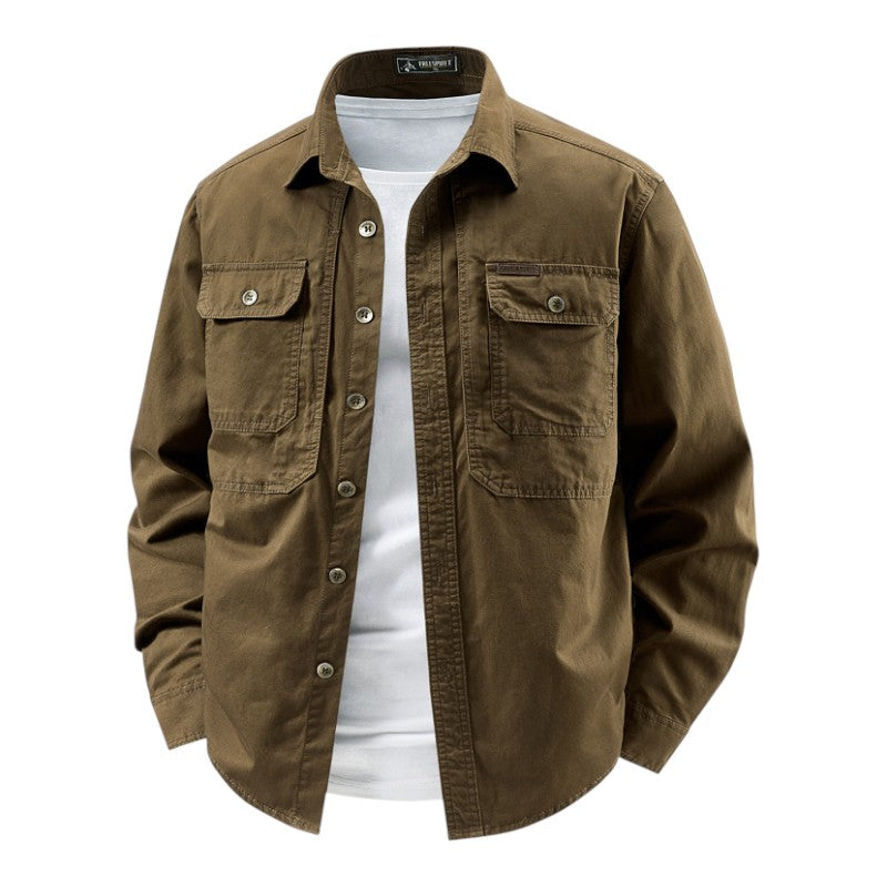 Men's Cotton Workwear Overshirt – Utility Shacket for Layering