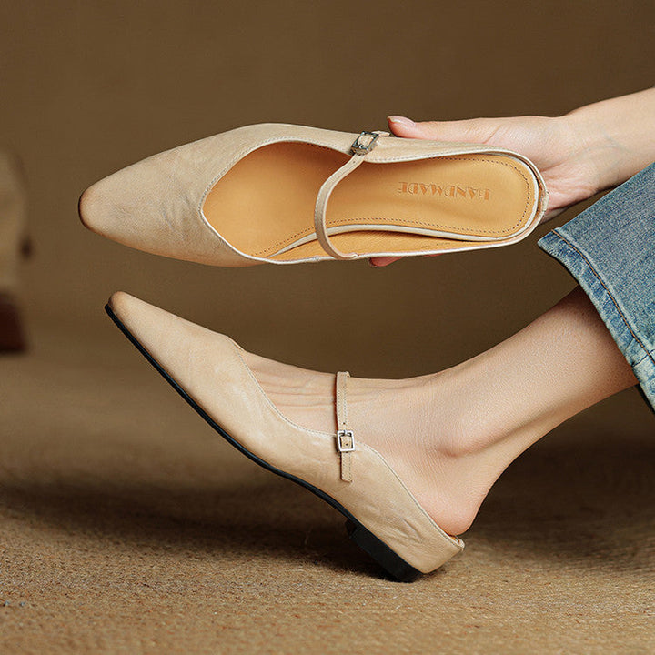 Women's Genuine Leather Pointed Mules - Effortless Work-to-Night Style