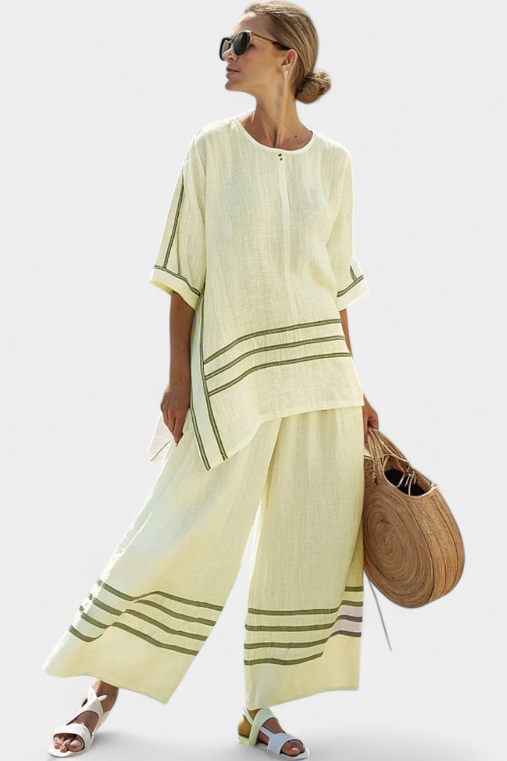 Women's Sophisticated Striped Two-Piece Set - Effortless Summer Chic