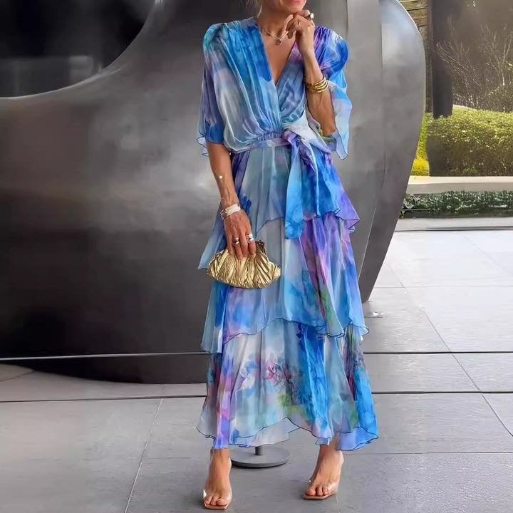 Women's Layered Floral Sun Dress - Effortless Summer Style