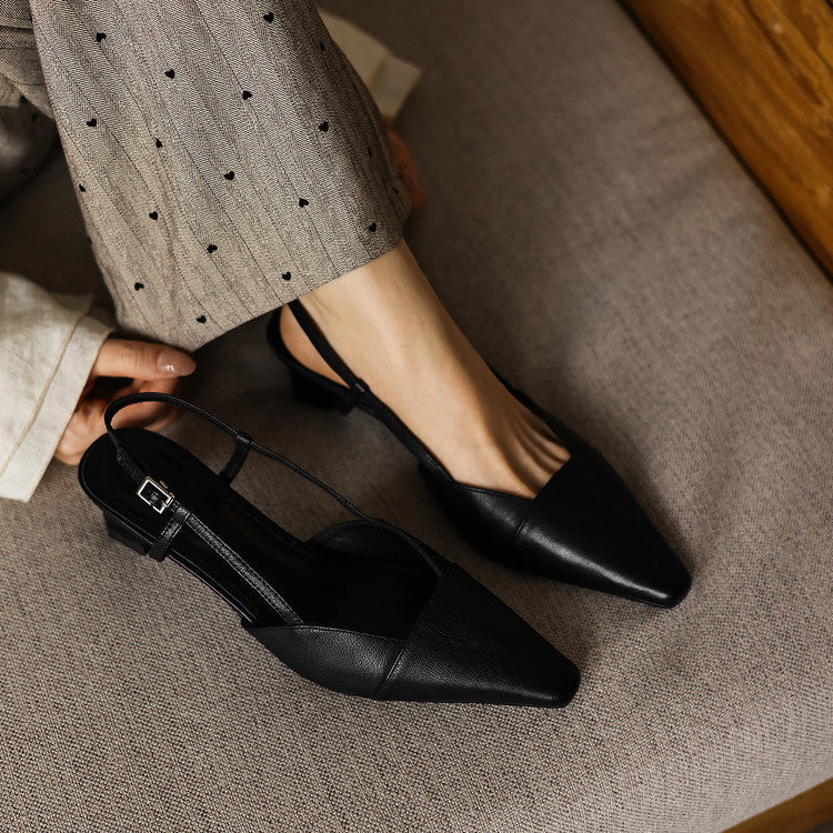 Women's Genuine Leather Slingback Heels - Polished All-Day Wear