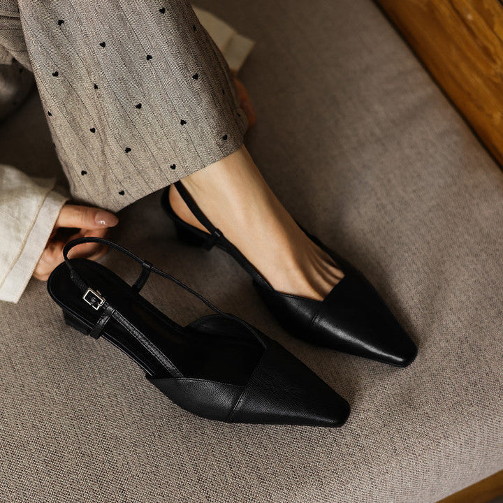Women's Genuine Leather Slingback Heels - Polished All-Day Wear