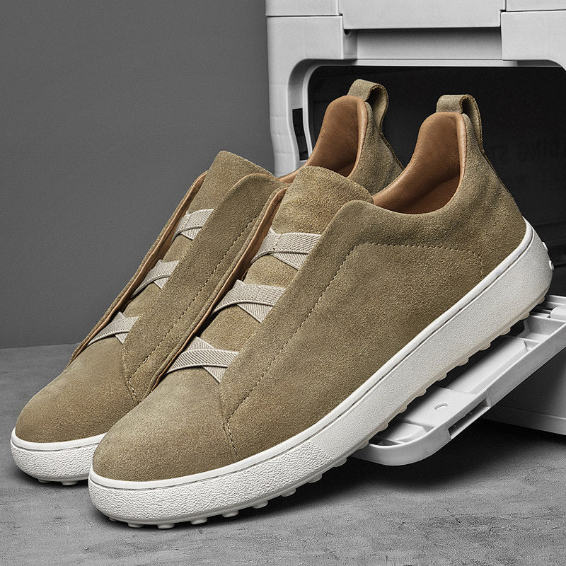 Men's Suede Trainers - Casual Low-Top Leather Sneakers