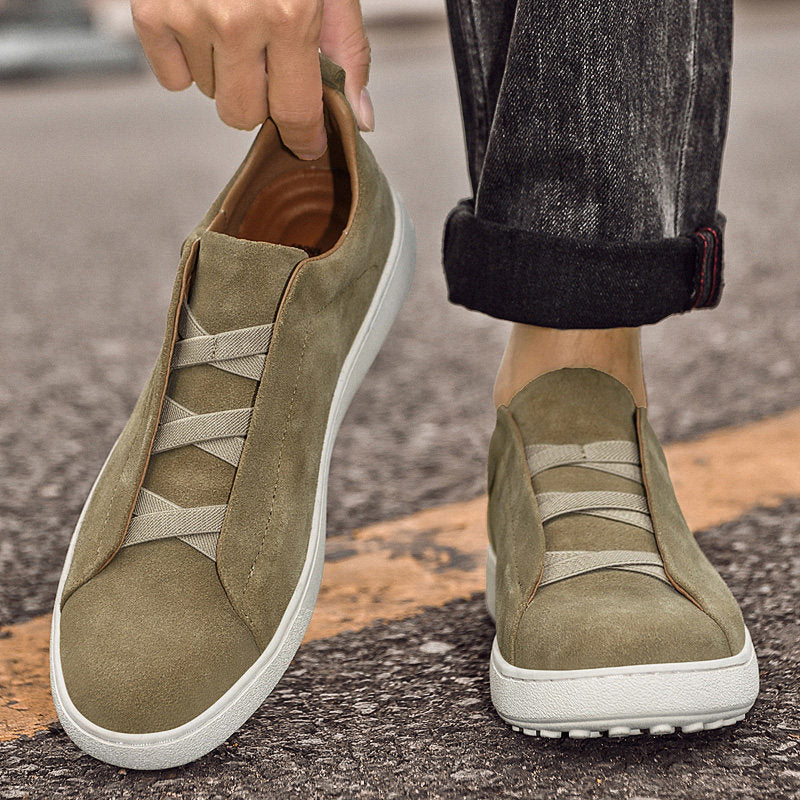 Men's Suede Trainers - Casual Low-Top Leather Sneakers