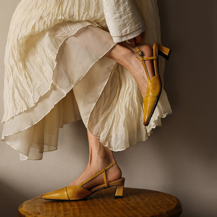 Women's Genuine Leather Slingback Heels - Polished All-Day Wear