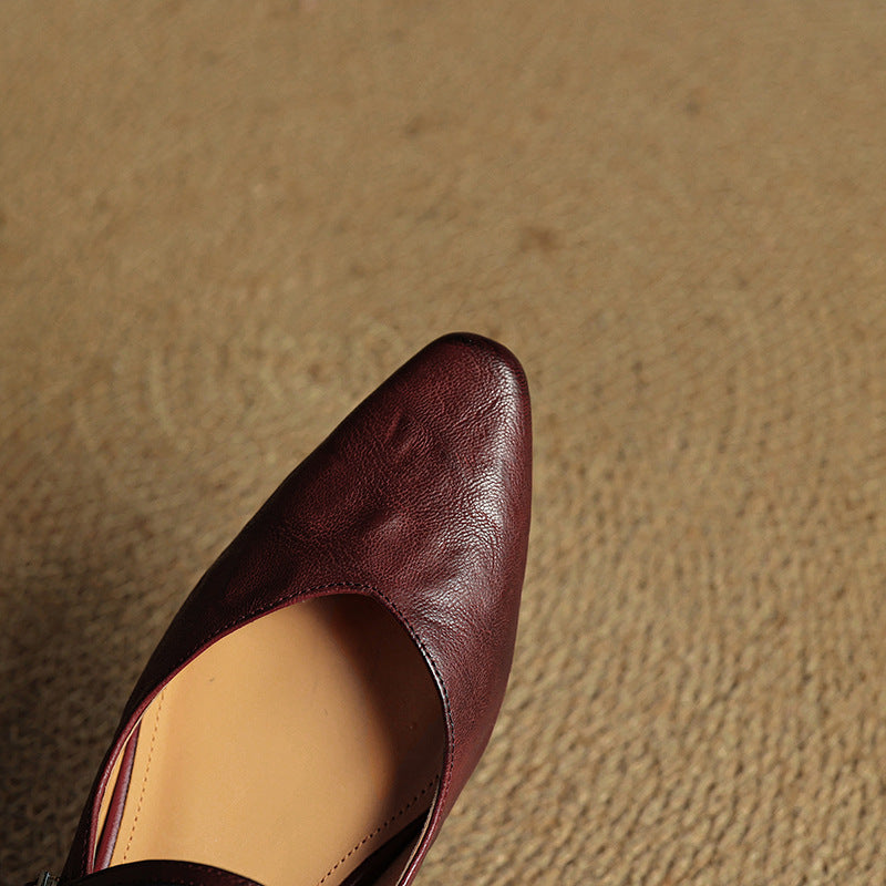 Women's Vintage Leather Mules - Classic Mary Jane Style