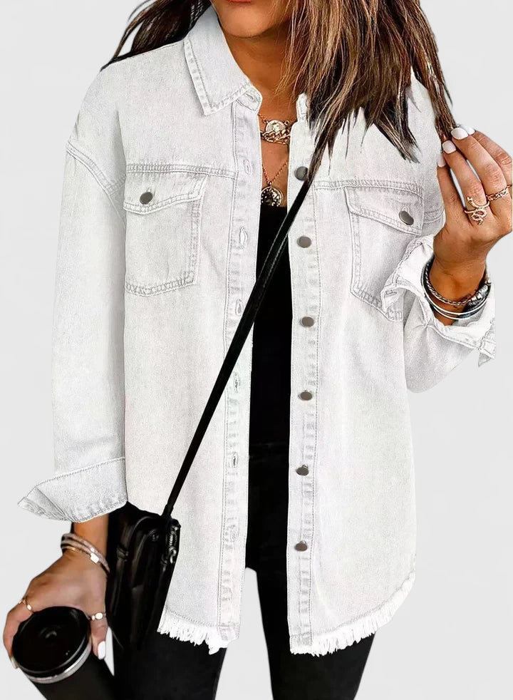 Women's Classic Button-Down Shirt Jacket - Versatile Everyday Layer