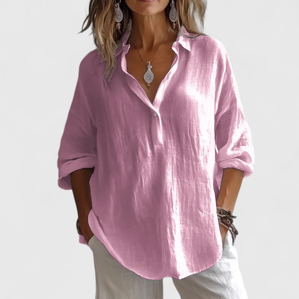Women's Laid-Back Chic Blouse - Relaxed Yet Refined