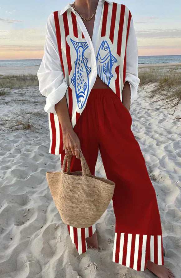 Women's Linen & Cotton Two-Piece Set - Coastal Style