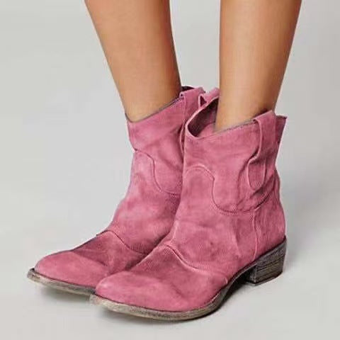 Women's Suede Ankle Boots - Western Charm & Everyday Elegance