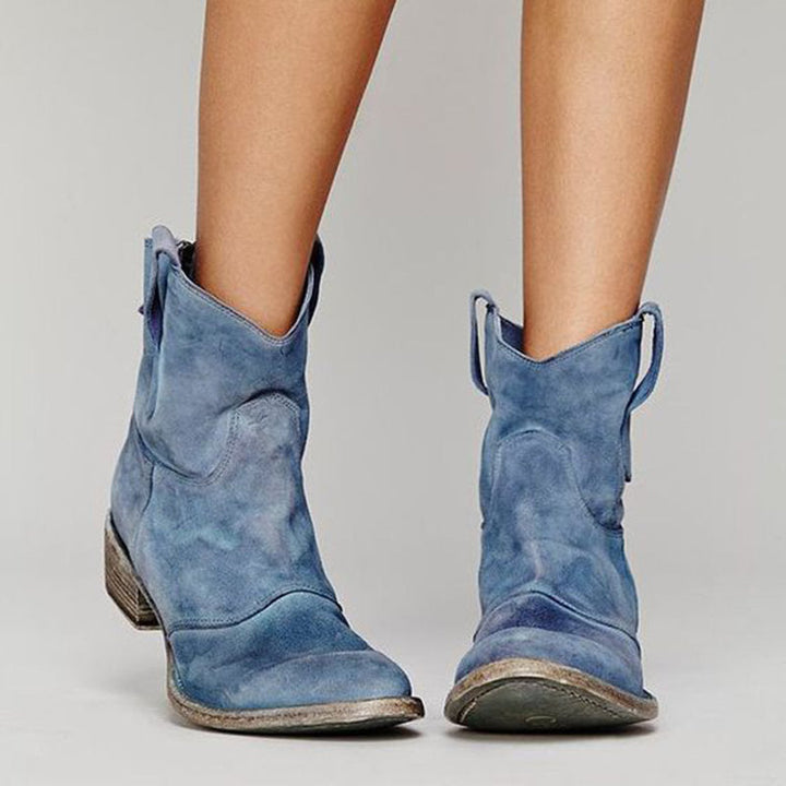 Women's Suede Ankle Boots - Western Charm & Everyday Elegance