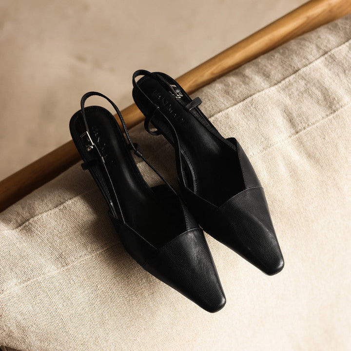 Women's Genuine Leather Slingback Heels - Polished All-Day Wear