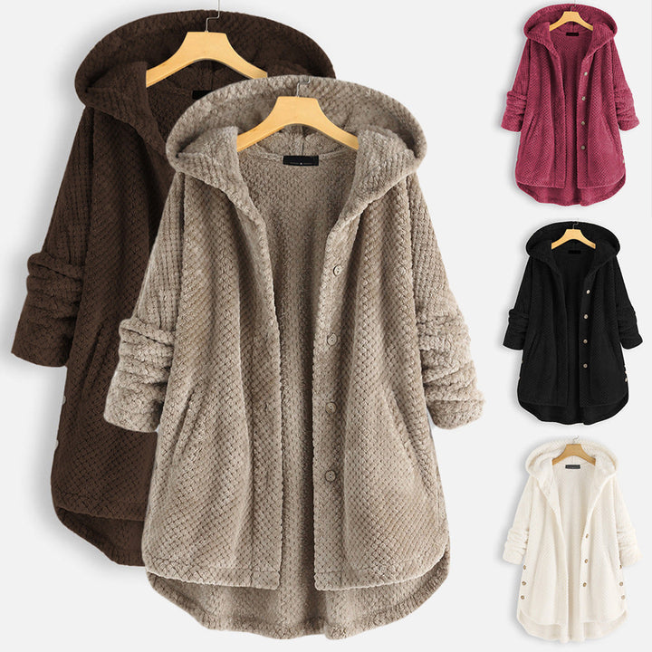 Women's Mira Plush Hooded Button Jacket - Cozy Warmth