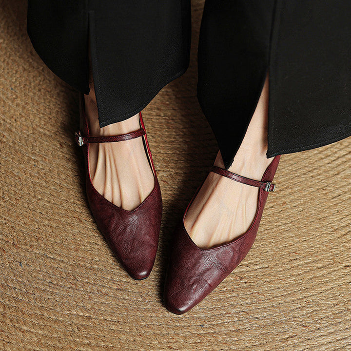 Women's Genuine Leather Pointed Mules - Effortless Work-to-Night Style