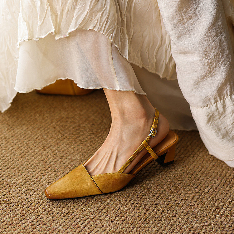 Women's Genuine Leather Slingback Heels - Polished All-Day Wear