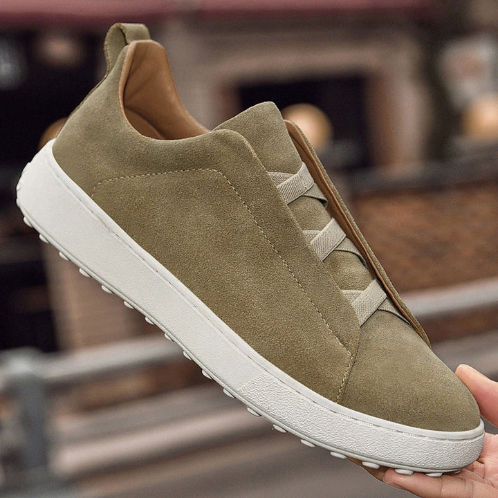 Men's Suede Trainers - Casual Low-Top Leather Sneakers