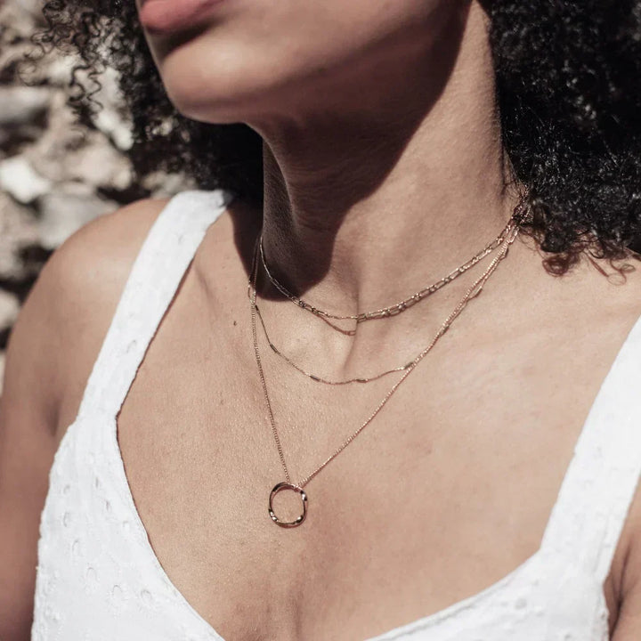 Women's Gold Open Circle Three-Row Necklace - Everyday Elegance