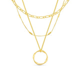 Women's Gold Open Circle Three-Row Necklace - Everyday Elegance