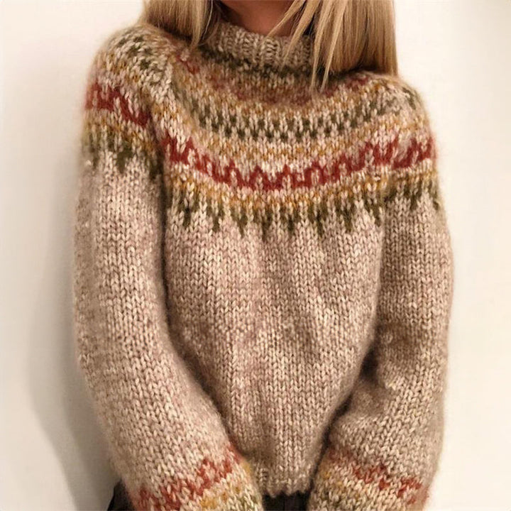 Women's Nordic Pattern Knit Sweater - Classic Winter Charm