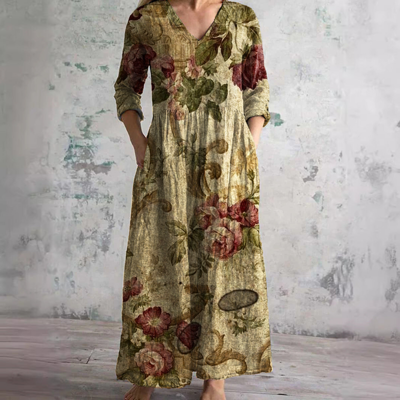 Women's Floral Flowing Dress - Effortless Everyday Elegance