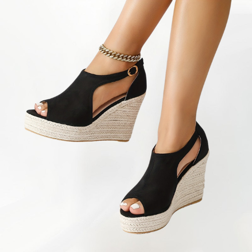 Women's Leather Heeled Sandals - Elegant Summer Style