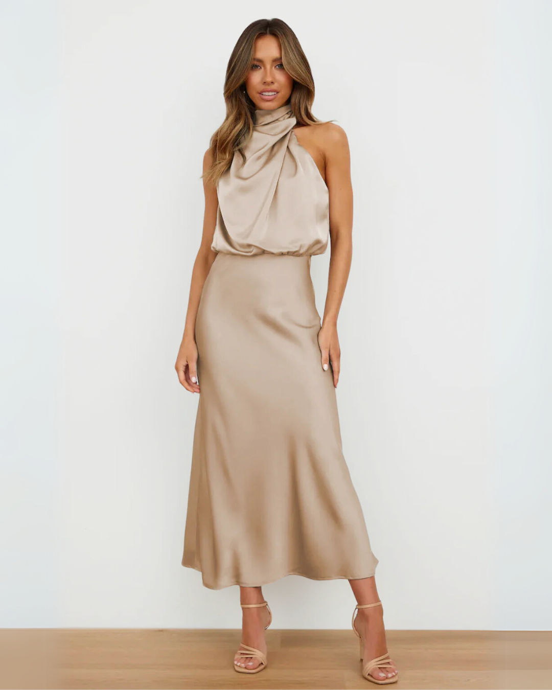 Women's Sahara Draped Dress - Wedding Guest Elegance