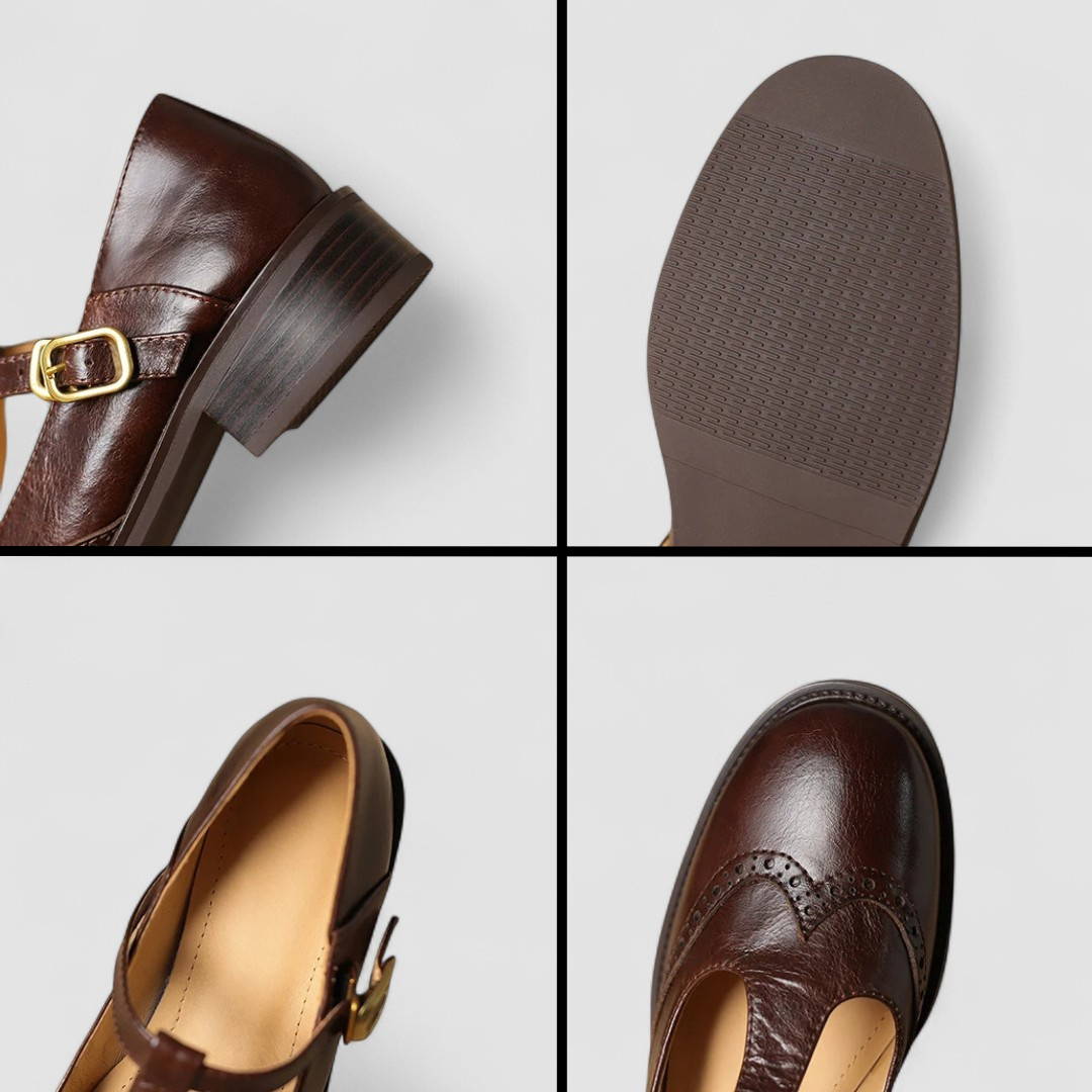 Women's Leather T-Strap Mary Jane Shoes - Classic & Comfortable