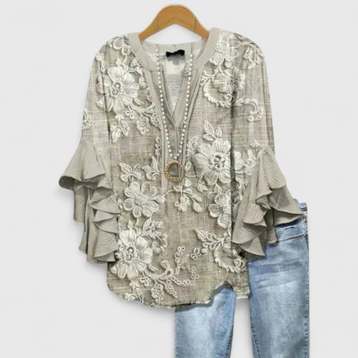 Women's Flowy V-Neck Blouse - Breezy Silhouette, Timeless Style