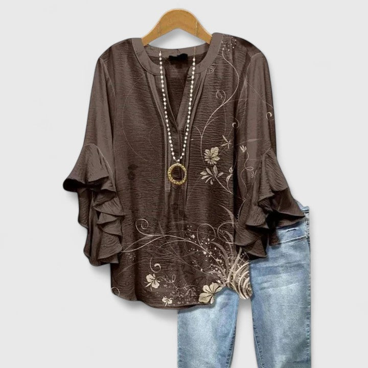 Women's Flowy V-Neck Blouse - Breezy Silhouette, Timeless Style