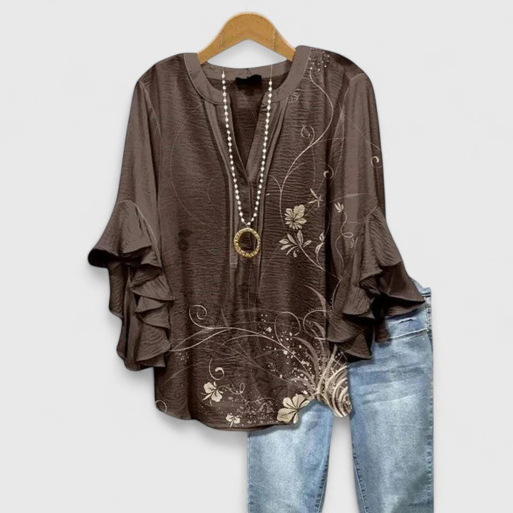 Women's Floral Ruffled Blouse - Comfortable and Elegant