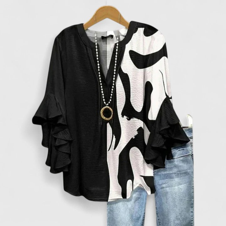 Women's Floral Ruffled Blouse - Comfortable and Elegant