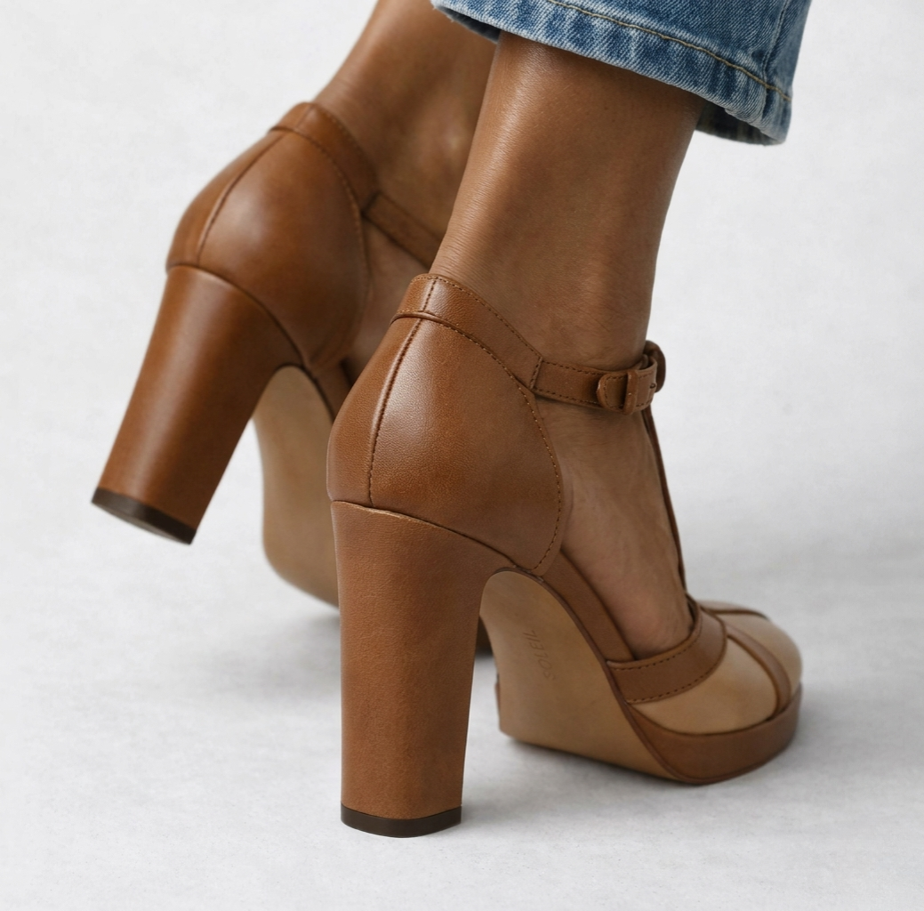 Women's Leather Heels - Elegant Comfort for Spring and Summer