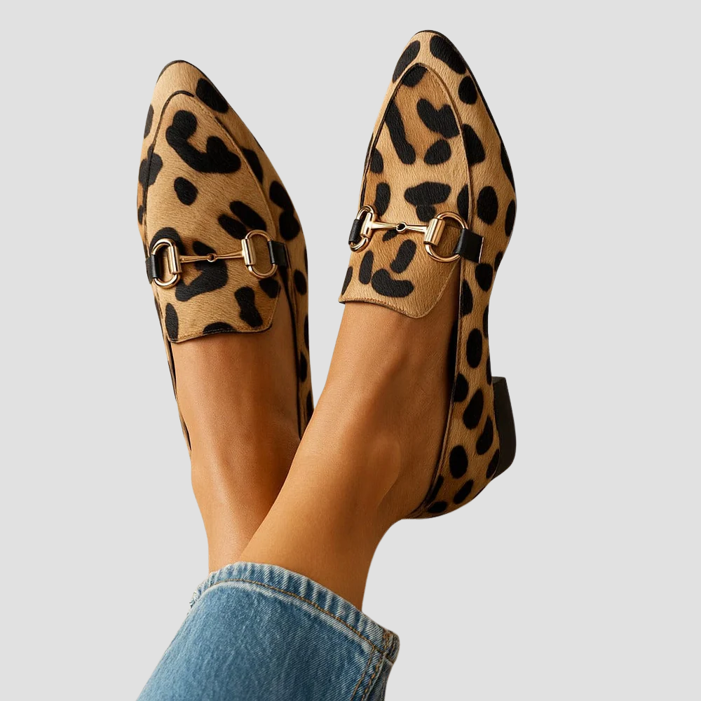 Women's Orthopedic Loafers with Animal-Textured Finish