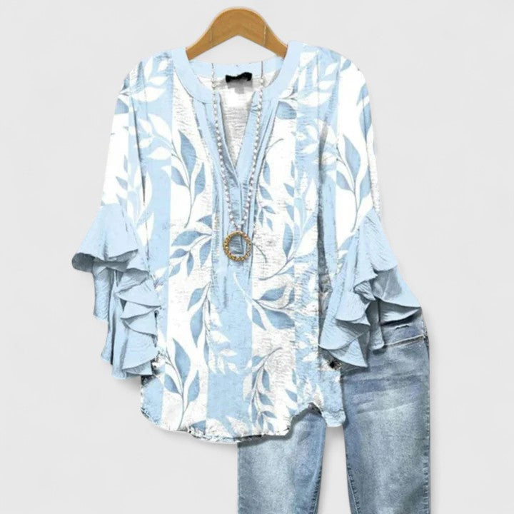 Women's Flowy V-Neck Blouse - Breezy Silhouette, Timeless Style