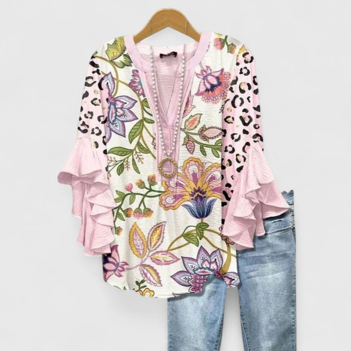 Women's Flowy V-Neck Blouse - Breezy Silhouette, Timeless Style