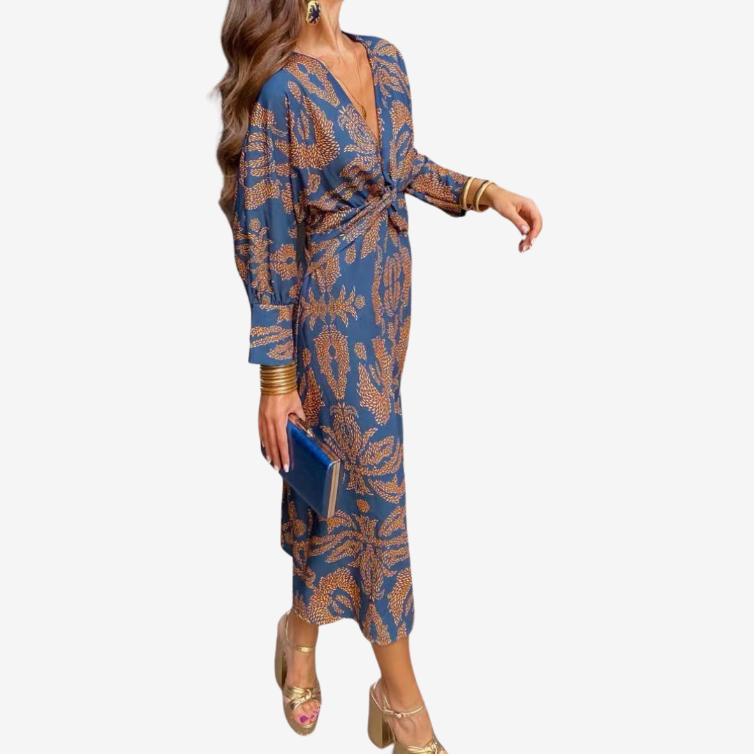 Women's Paisley Midi Wrap Dress - Effortless Everyday Elegance