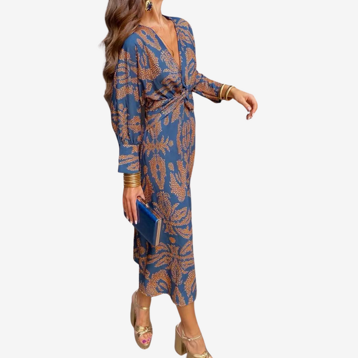 Women's Paisley Midi Wrap Dress - Effortless Everyday Elegance