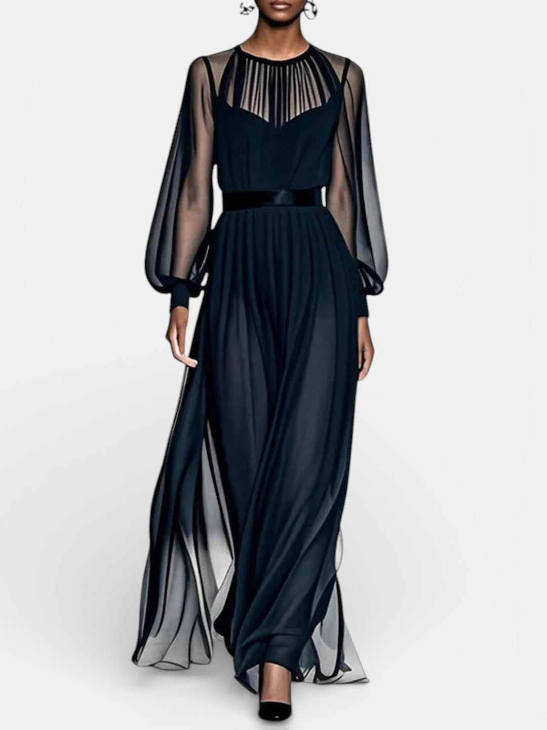 Women's Chiffon Elegant Maxi Dress - Effortless Evening Elegance