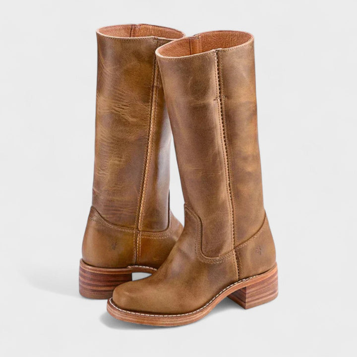 Women's Classic Vegan Leather Riding Boots - Everyday Elegance