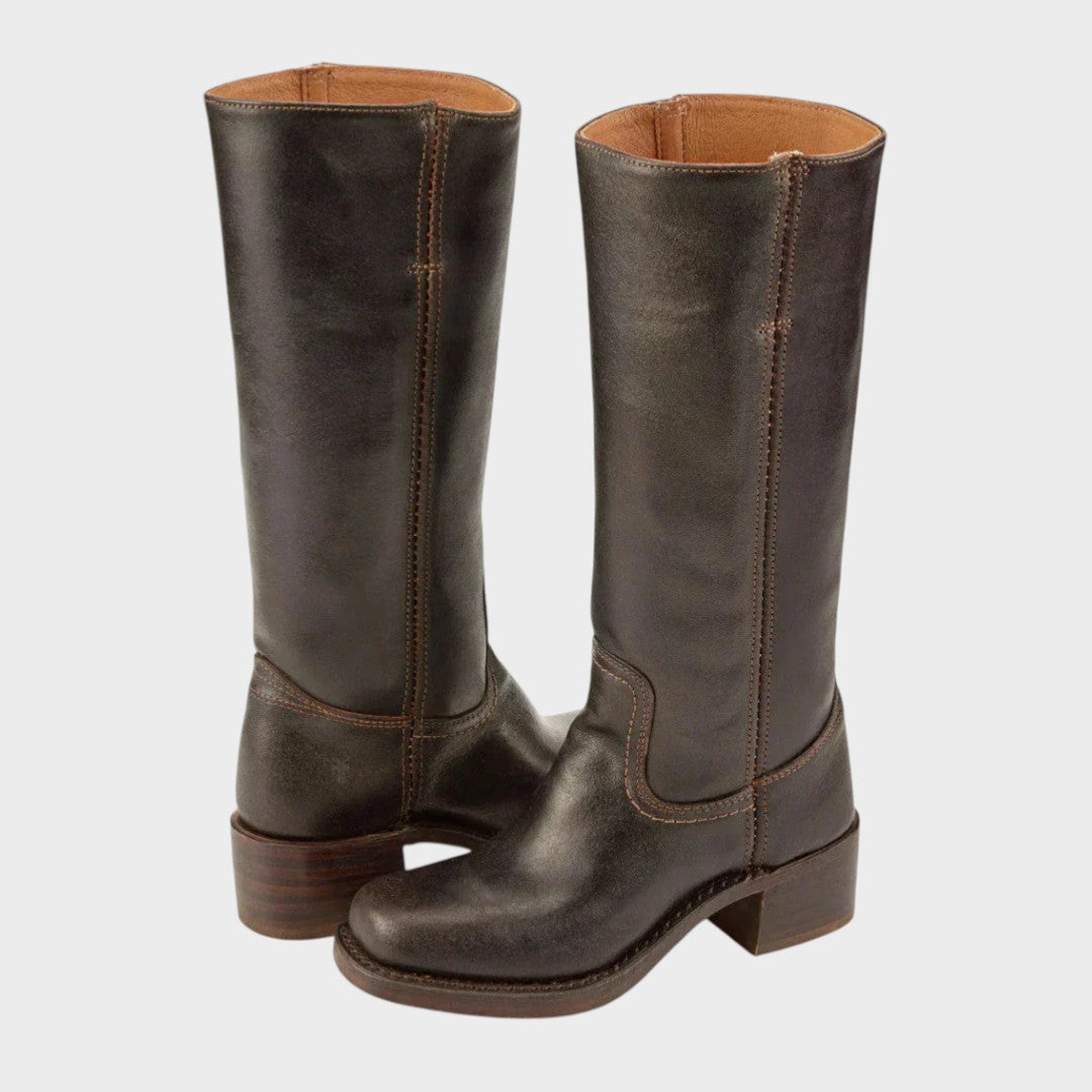 Women's Classic Vegan Leather Riding Boots - Everyday Elegance